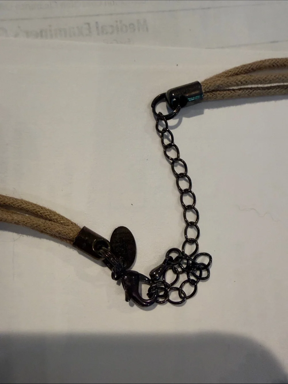 Women’s Beige Cord Necklace with Iridescent Shell Pendant